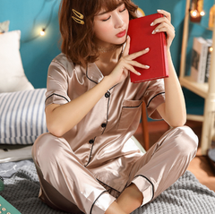 American Long Satin Pajamas Set for Women (Two Pieces)