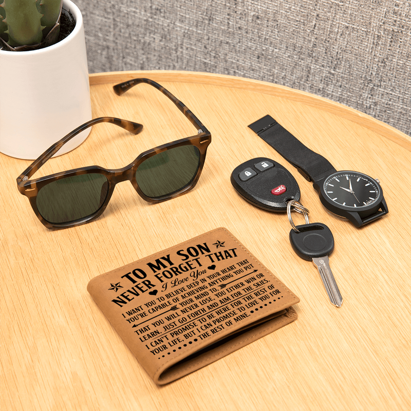 To My Son Skies (Black) – Leather Wallet