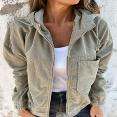 Elizabeth Hooded Zip Casual Jacket (One Piece)