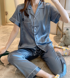American Long Satin Pajamas Set for Women (Two Pieces)